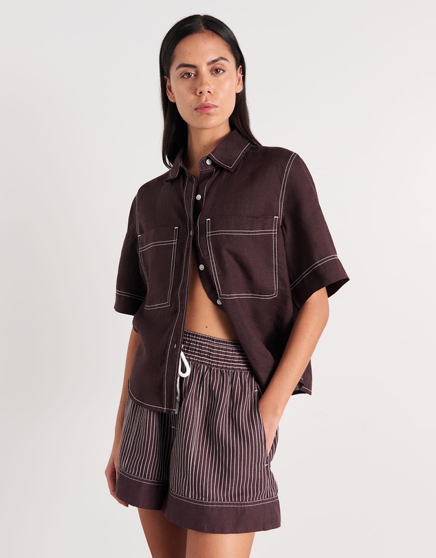 Jag - Gigi Linen Relaxed Short Sleeve Shirt