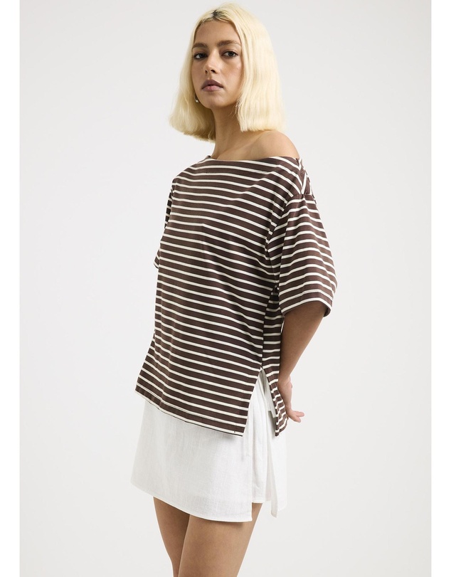 Subtitled - Amber Asymmetric Stripe Top