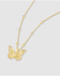 Wanderlust + Co - Butterfly Rainbow & Gold Necklace