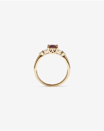 Michael Hill - Radiant Cut Garnet and 0.16 Carat TW of Diamonds Scatter Ring in 10kt Yellow Gold