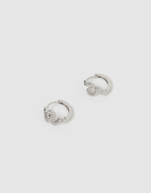 Izoa - Cobra Huggie Earrings Silver