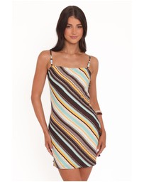 Petal & Pup - Kosta Mini Dress - Brown Retro Stripe