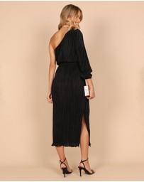 Petal & Pup - Pontee One Shoulder Pleated Midi Dress - Black