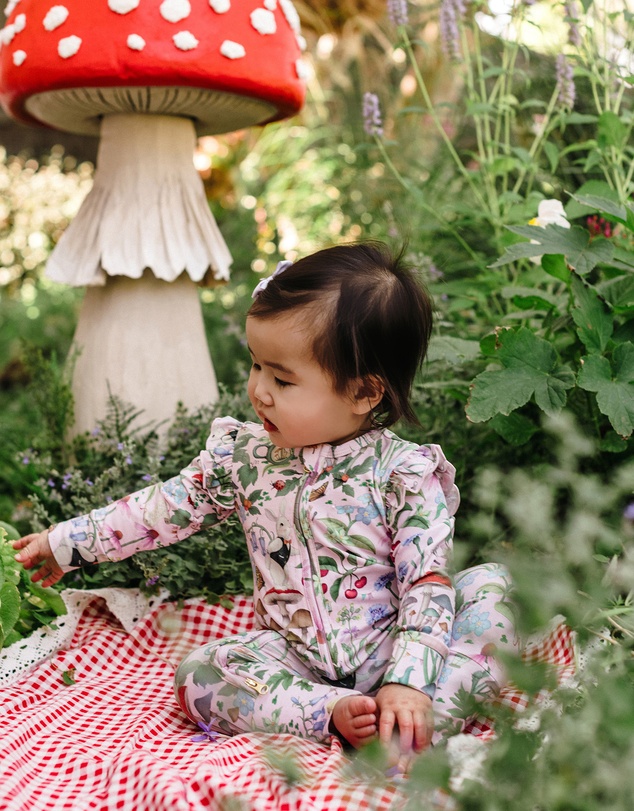 Fleur Harris - 'Enchanted Flowers Party' Precious Frill Coverall in Sugar Pink