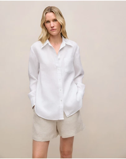 Trenery - Linen Relaxed Pocket Shirt in White