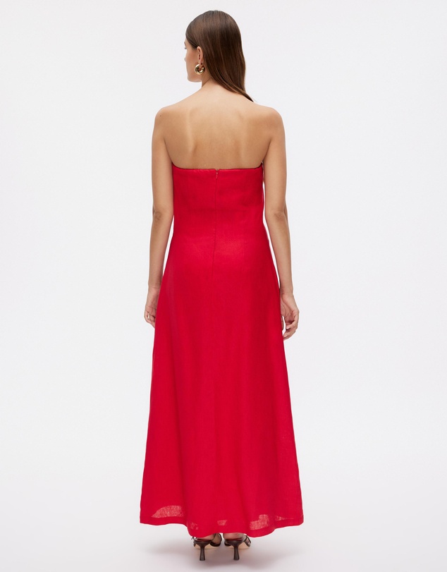 Minima Esenciales - Nivas Linen Empire Strapless Dress