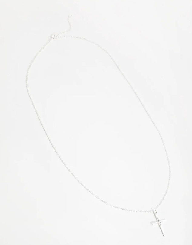 Lovisa - Sterling Silver Diamond Cut Cross Necklace