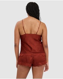 Sans Complexe - Charming Silky Satin Pyjama Shorts with Lace