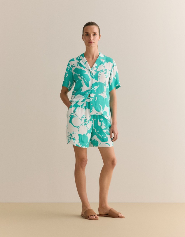 Trenery - Floral Crepe Pull On Short in Jade