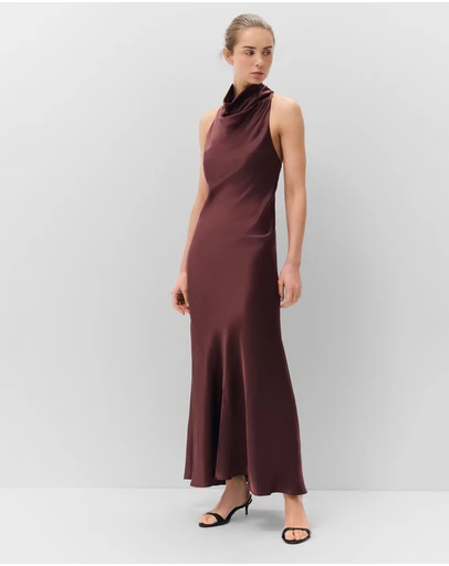 UNISON - Satin Halter Maxi Dress