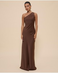 CHANCERY - Hallie Satin One Shoulder Drape Maxi Dress