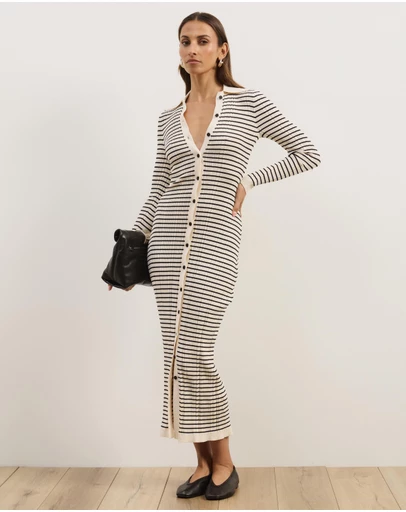 Atmos&Here - Jacie Long Sleeve Knit Stripe Dress
