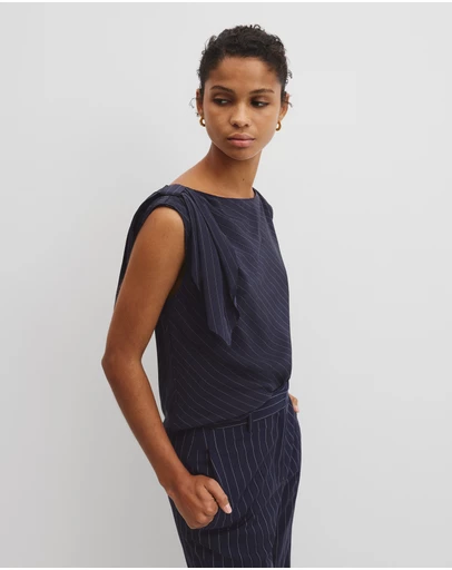 Country Road - Silk Tie Shoulder Top