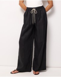 AERE - Contrast Drawcord Linen Pants