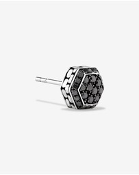Michael Hill - 0.23 Carat TW Black Diamond Cluster Hexagon Men's Stud Earring in Oxidised Sterling Silver