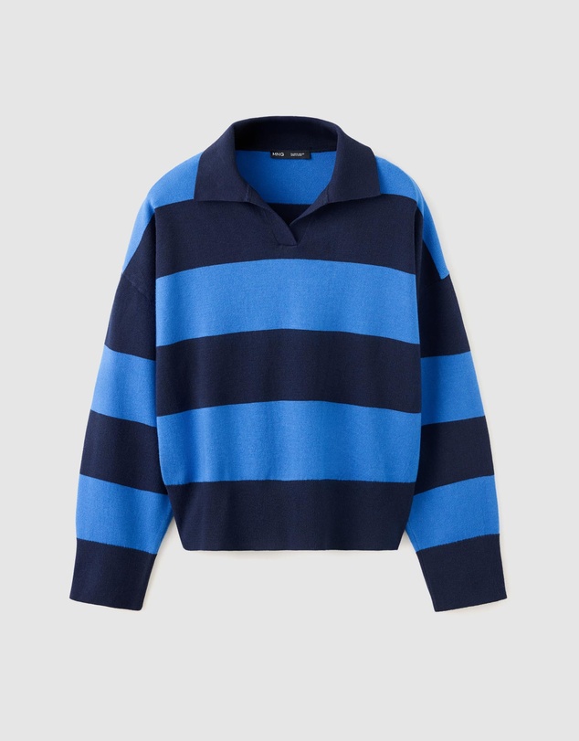 M.N.G - Striped Polo-Neck Sweater