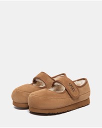 EVERAU - Australian Shepherd Ugg Millie Kids Cow Suede Upper Loafer Oxfords Flats