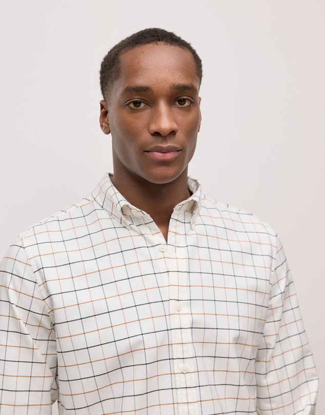 Trenery - Fine Check Oxford Shirt in Marshmallow
