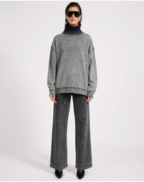 ONE TEASPOON - Fleece Roll Neck Sweater - Worn Black