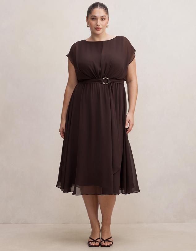 Forever New Curve - Jane Curve Sheer Draped Midi Dress