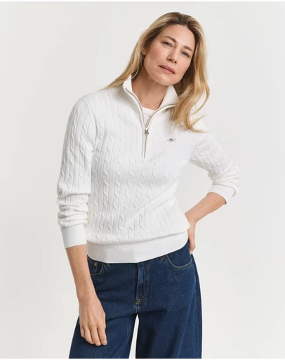 Gant - Stretch Cotton Cable Half Zip Sweater