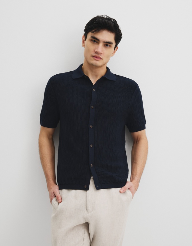 Country Road - Cotton Short Sleeve Textured Knit Shirt