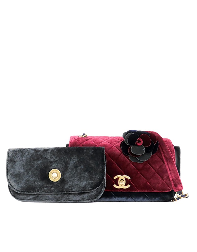 Pre-Loved by Azura Reborn - Pre-Loved Medium Quilted Velvet Private Affair Camellia Flap