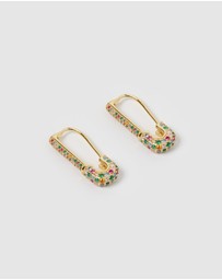 Izoa - Apres Safety Pin Huggie Earrings