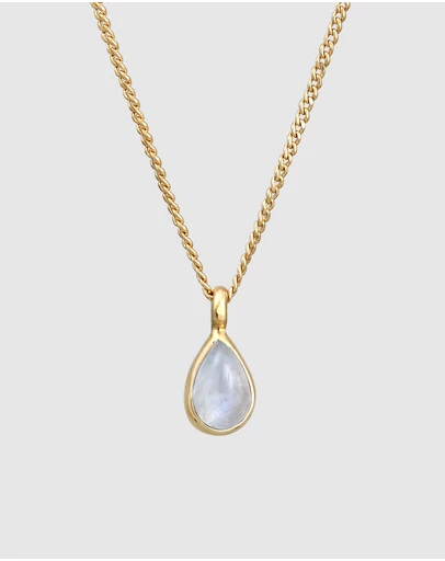 Elli Jewelry - Moonstone Teardrop Necklace in Gold-Plated 925 Silver