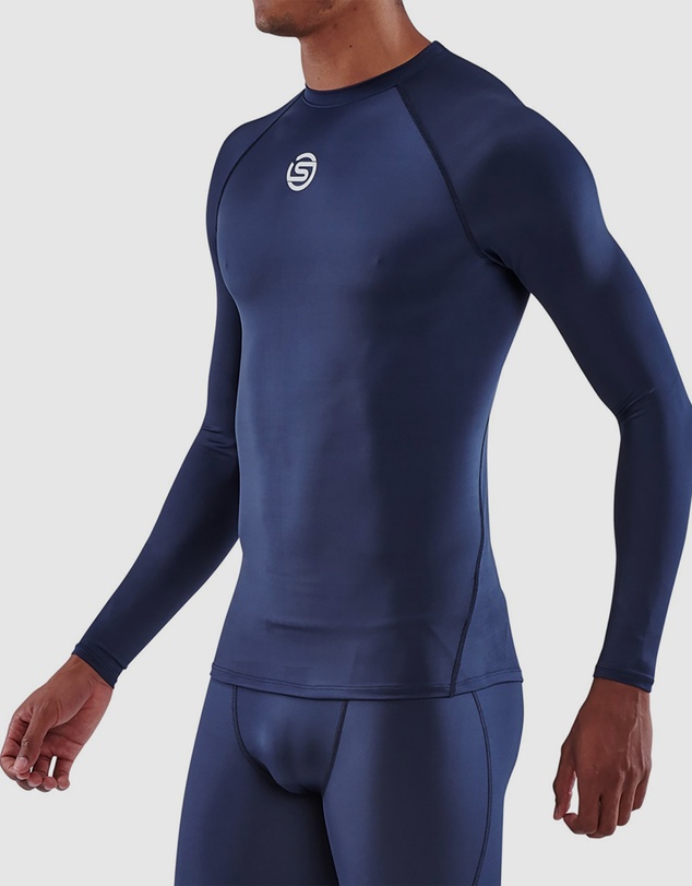 SKINS - SKINS Compression Men's Series-1 Active Long Sleeve Top Navy Blue