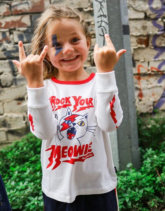 Rock Your Kid - Rock Your Meowie David Long Sleeve T-Shirt