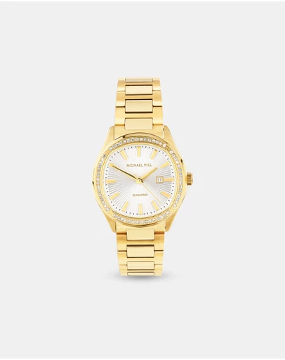 Michael Hill - Ladies 0.40 Carat TW Diamond Quartz Watch in Yellow Gold Tone Stainless Steel