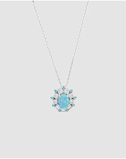 Georgini - Georgini Opal Glow Barangaroo Blue Creted Opal Pendant