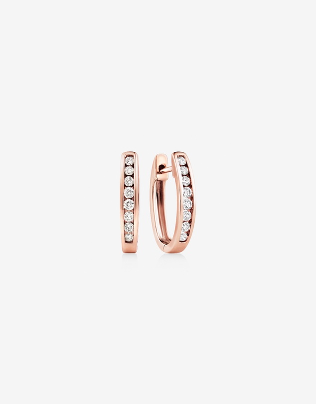 Michael Hill - Huggie Earrings with 0.25 Carat TW of Diamonds in 10kt Rose Gold