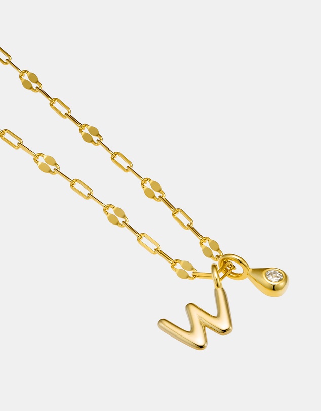 Zoe Olivia - 14K Gold Vermeil Imprint Initial W Cubic Zirconia Necklace