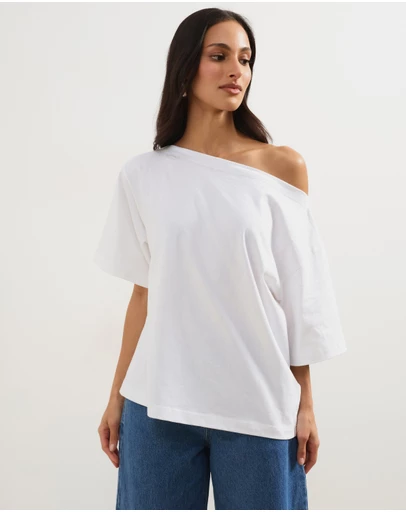 Atmos&Here - Sadie Oversized Cotton Boat Neck T-Shirt
