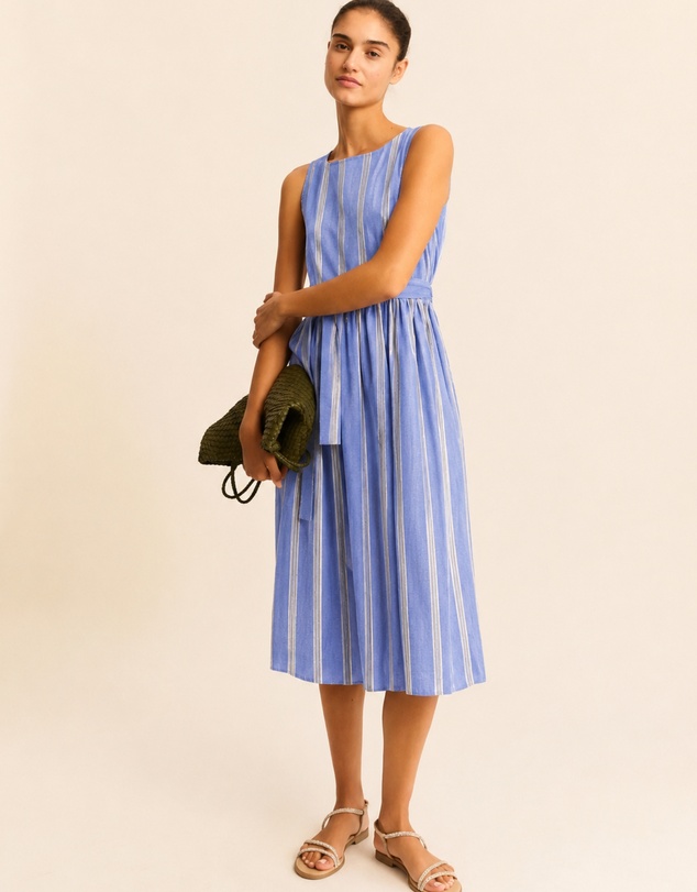 Emme - Periwinkle Blue Cotton Popeline Dress