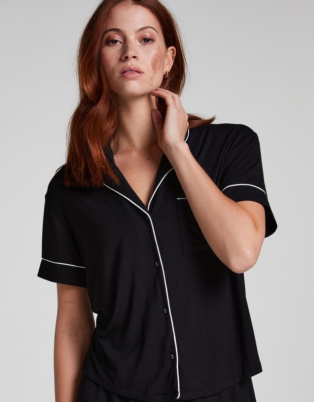 Hunkemoller - Jacket SS Jersey Essential Sleep Shirt
