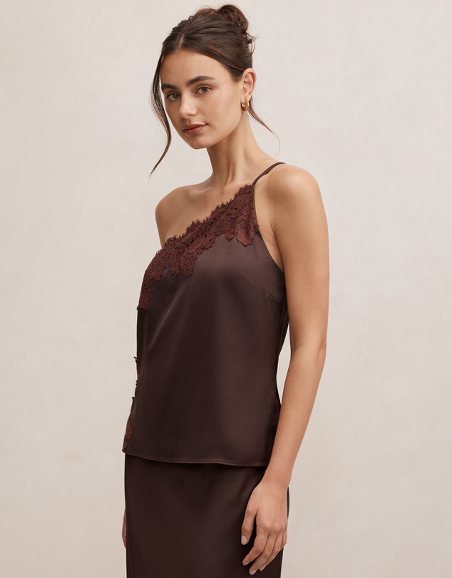 Forever New - Adele One Shoulder Lace Trim Top
