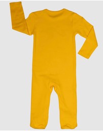 B Free Intimate Apparel - Baby Snap Button Sleepsuit with Booties - 100% Organic Cotton - Yellow Kangaroo