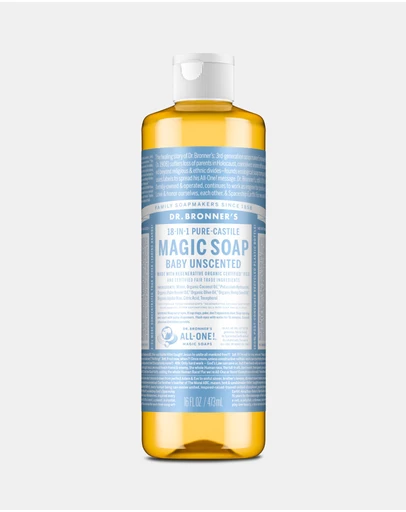 Dr Bronner's - Pure Liquid Castile Soap - Baby Unscented 473ml