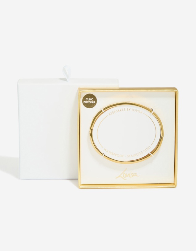 Lovisa - Waterproof Gold Plated Stainless Steel Cubic Zirconia Hinged Sunburst Bangle