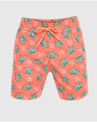 Tolu Australia - Boys Orange Swim Shorts With Crabs