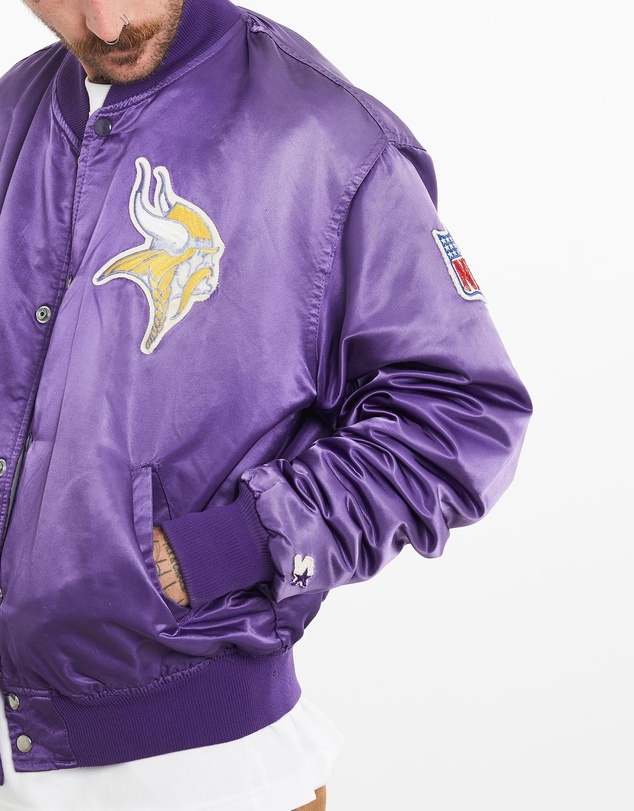 Vintage by The Real Deal - Pre Loved - Vintage 90s NFL Minnesota Vikings Satin Bomber Jacket