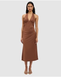 With Harper Lu - Pleated Backless Halter Dress