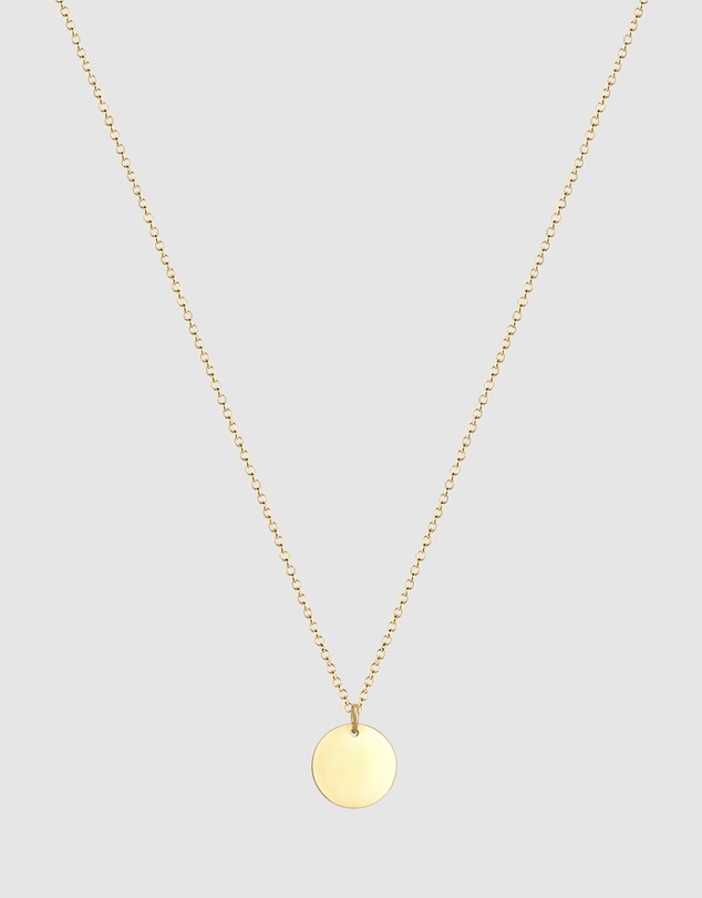 Elli Jewelry - Necklace Plate Pendant Classic Elegant in 926 Sterling Silver Gold Plated