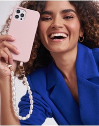 LOUVE COLLECTION - Dusty Pink Phone Case + Pearl Crossbody Chain & Wristlet