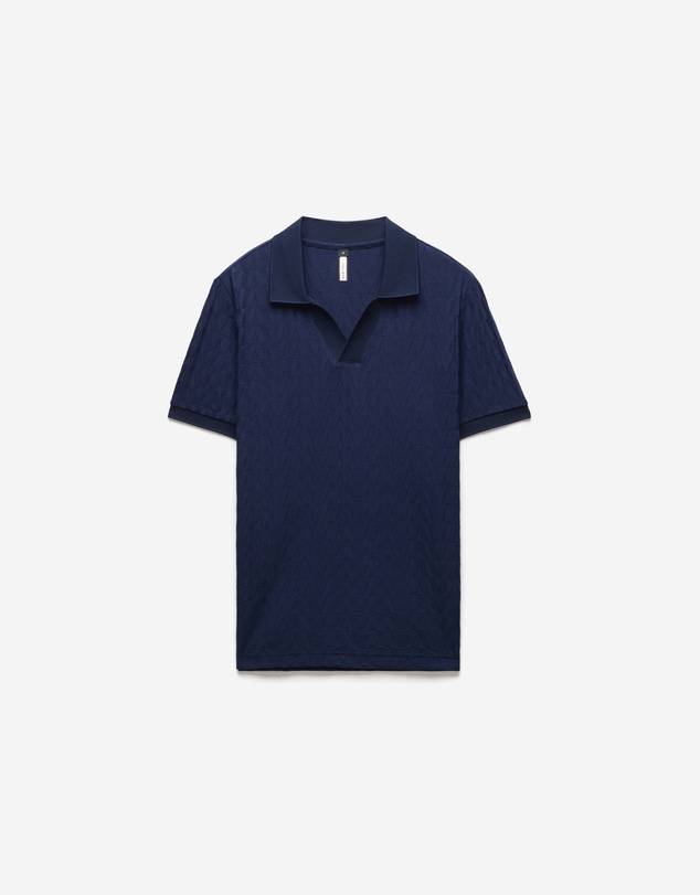 Calibre - Chevron Jacquard Polo Mid Blue