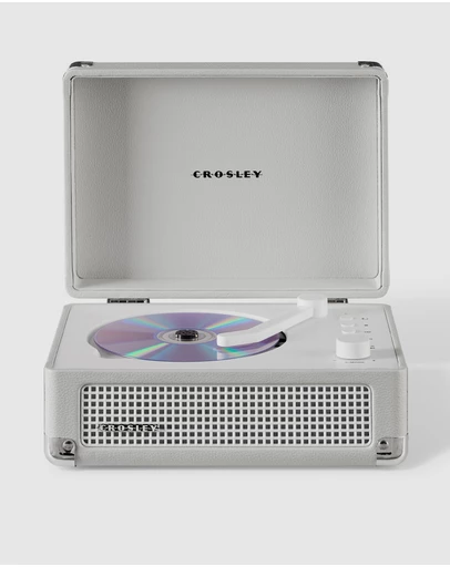 Crosley - Crosley Cruiser Portable Retro CD Player with Stereo Bluetooth Speakers, FM Radio - White Sands