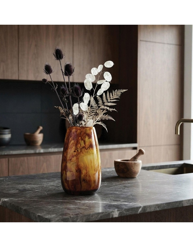 Urban Attitude - Urban Attitude RACH Large Vase Height 25.5cm, Width 17cm, Opening 6cm x 9cm - Burnt Amber